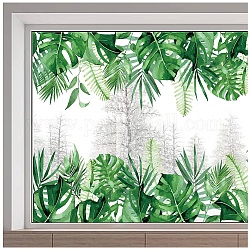 GORGECRAFT 118x39cm Large Green Leaf Window Stickers Tropical Plant Leaves Window Decals Static Non Adhesive Palm Tree Monstera Fern Leaf Decal for Glass Sliding Door Anti-Collision Summer Home Decor