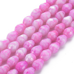 Fili di perle di vetro verniciate opache da forno, pietre d'imitazione, sfaccettato, lacrima, perla rosa, 7.5x6mm, Foro: 1.2 mm, circa 53~54pcs/filo, 15.75 pollice ~ 15.94 pollici (40~40.5 cm)