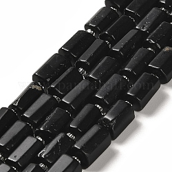 Натуральный черный турмалин бисер нитей, с бисером, граненые, матовые, колонка, 8.5~11x5.5~6.5 мм, отверстие : 1 мм, около 14~15 шт / нитка, 7.48'' (19 см)