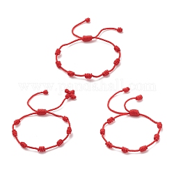3 bracelet en nylon tressé avec cordon de 3 tailles., bracelets réglables chanceux pour les enfants, rouge, diamètre intérieur: 1-1/4~3-1/8 pouce (3.2~7.8 cm), 1pc / taille