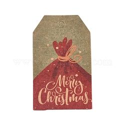 Paper Gift Tags, Hange Tags, For Arts and Crafts, For Christmas, with Word Merry Christmas, Colorful, 50x30x0.3mm, Hole: 5mm