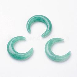 Natural Green Aventurine Beads, No Hole, Double Horn/Crescent Moon, 30x27~28x5~6mm