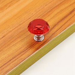 Bouton de tiroir en verre transparent, avec accessoires en alliage et vis, armoire tire poignées pour tiroir, accessoires de poignée de porte, diamant, rouge, 30x30mm