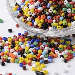 8/0 couleurs opaques perles de graines de verre rond, couleur mixte, 2.5~3.5x2~2.5mm, Trou: 0.8~1mm, environ 12100 pcs/450 g