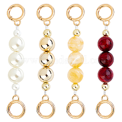 Chaînes d'extension de sac de perles de nacre abs chgcraft, avec fermoir en alliage d'or léger, couleur mixte, 145~146mm