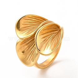Placcatura ionica (ip) 304 anello in acciaio inossidabile, petalo, oro, taglia degli stati uniti 6 3/4, 3.5~27mm, diametro interno: 17.1mm