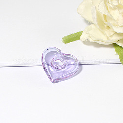 Pendentif bouteille de parfum au chalumeau fait à la main, carré et coeur, lilas, 22x25mm