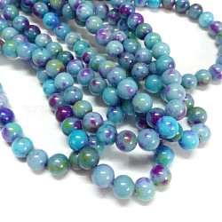 Natural Gemstone Beads Strands, Jade, Dyed, Round, Colorful, 8mm, Hole: 1mm, about 50pcs/strand