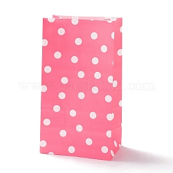 Rettangolari sacchetti di carta kraft, nessuna maniglia, sacchetti regalo, motivo a pois, rosa caldo, 13x8x24cm