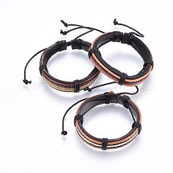Leather Cord Bracelets, with Waxed Cord, Mixed Color, 2-1/8 inch(5.5cm)~3 inch(7.5cm)