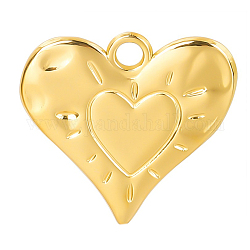 Colgantes del corazón del acero inoxidable, dorado, 24x25x2mm, agujero: 3 mm