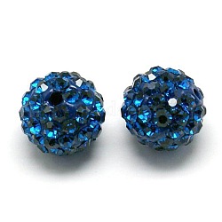 Perline strass polimero argilla, perline palla di disco, grado a, tondo, mezzo forato, capri blu, 8mm, Foro: 1 mm