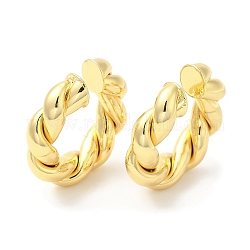 Rack Plating Brass Twist Rope Cuff Earrings for Women, Long-Lasting Plated, Lead Free & Cadmium Free, Real 18K Gold Plated, 25x25x6mm