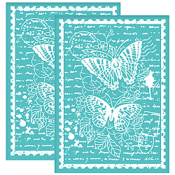 Olycraft 2 Stück 5.5x7.7,[1] cm Schmetterlingsstempel, selbstklebende Siebdruckschablone, Schmetterlingsblume, Postkarte, Siebdruckschablone, Vintage-Stempel, Netzschablonen, Transfer für DIY-T-Shirt-Stoffmalerei