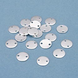 304 Verbindungsstecker aus Edelstahl, Flachrund, Silber, 10x1 mm, Bohrung: 1 mm