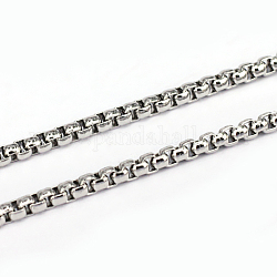 304 Stainless Steel Box Chains, Unwelded, Stainless Steel Color, 1.2x2.5mm