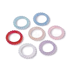 Rahmen aus undurchsichtigen Acrylperlen mit UV-Beschichtung, Blume Ring, Mischfarbe, 42.5x43x5.5 mm, Bohrung: 2.5 mm, Innendurchmesser: 31 mm