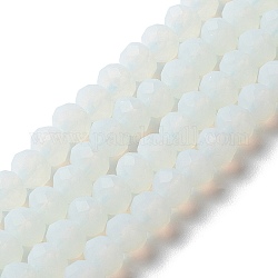 Fili di perle di vetro tinta unita imitazione giada, sfaccettato, smerigliato, rondelle, ciano chiaro, 8mm, Foro: 1 mm, circa 65~68pcs/filo, 15.7~16.1 pollice (40~41 cm)