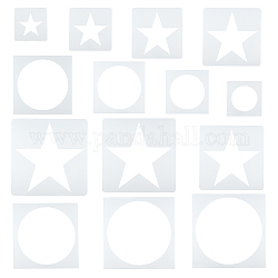 14 Stück quadratische Haustier-Aushöhlungs-Zeichnungs-Malschablonen, für diy scrapbooking, Mischformen, 90~250x90~250x0.3 mm, Muster: 65~225x65~227 mm
