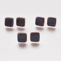 Boucles d'oreille en or synthétique, avec les accessoires en laiton, Véritable plaqué or rose, carrée, 12x12x4.5~6 mm, broches: 1 mm
