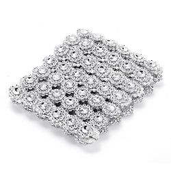 Rotolo di involucro in rete di diamante a 6 file in plastica, nastro di cristallo di strass, per la festa nuziale fai da te bomboniere decorazioni artigianali, argento, 97x2mm