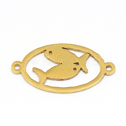 304 Verbindungsstecker aus Edelstahl, Oval mit zwölf Sternzeichen / Sternzeichen, Fische, 23x12x1 mm, Bohrung: 1.5 mm