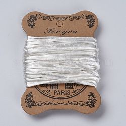 Cordon de polyester, avec du papier cartonné, cordon de rattail satiné, pour la fabrication de bijoux en perles, nouage chinois, blanc, 2mm
