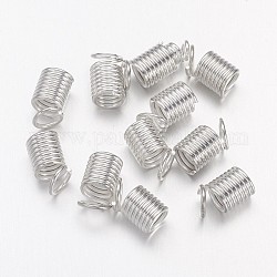 Iron Coil Cord Ends, Silver, 9x5mm