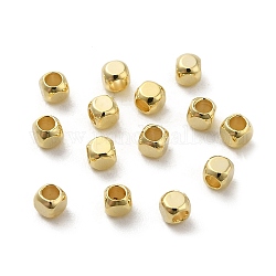 Brass Spacer Beads, Cube, Real 14K Gold Plated, 2x2x2mm, Hole: 1.2mm