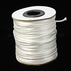 Cuerda de nylon, cordón de cola de rata de satén, Para hacer bisutería, anudado chino, blanco, 2mm, Aproximadamente 50 yardas / rollo (150 pies / rollo)