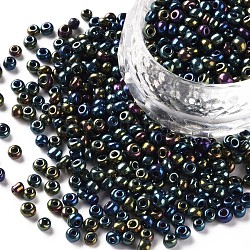 8/0 Glass Seed Beads, Metallic Colours, Round, Round Hole, Colorful, 8/0, 3mm, Hole: 1mm, about 1111pcs/50g, 50g/bag, 18bags/2pounds