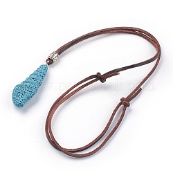(Schmuckpartys im Fabrikverkauf)Verstellbare Halsketten mit Anhänger aus synthetischem Lavagestein, mit Lederschnur und Legierung, Meeresschnecke, Himmelblau, 34.64 Zoll ~ 35.43 Zoll (88~90 cm)