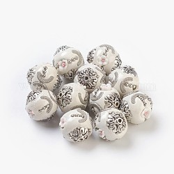 Handmade Indonesia Beads, Rondelle, White, Size: about 18mm in diameter, 20mm thick, hole: 2mm