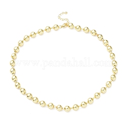 Collares de cadena de bolas de latón chapado en estante para mujer, Plateado de larga duración, sin plomo y el cadmio, real 18k chapado en oro, 16.54 pulgada (42 cm), grano: 8 mm
