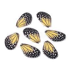Pendenti in acrilico serie primavera ed estate, per la produzione di orecchino, farfalla ala, oro, 39.5x23.5x2mm, Foro: 1.6 mm