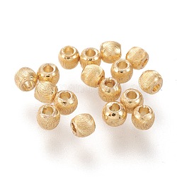 Messing Perlen, langlebig plattiert, strukturiert, solide Runde, echtes 18k vergoldet, 2.7~3x2.3~2.5 mm, Bohrung: 1 mm