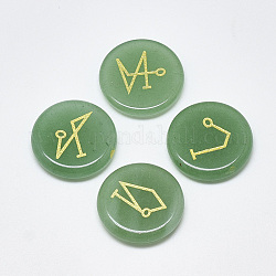 Cabochons d'aventurine vert naturel, plat et circulaire avec motif, 25x5.5 mm, 4 pcs / set