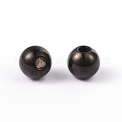 Redondas 304 de acero inoxidable entrepieza de abalorios, electroforesis negro, 5mm, agujero: 1.5 mm