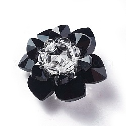 Perle di vetro intrecciata, perline a grappolo, loto, nero, 35x19mm, Foro: 8 mm
