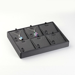 Деревянные ожерелья подарочных коробок, покрыты искусственная кожа, чёрные, 18x25x3.2 см
