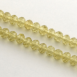 Fatto a mano imitare perle di vetro rondelle sfaccettate di cristallo austriaco, cachi, 6x4mm, Foro: 1 mm, circa 87~90pcs/filo
