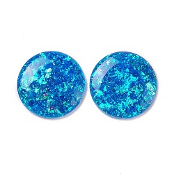Opal-Cabochons aus Harzimitat, flache Rückseite rund, Deep-Sky-blau, 15x2 mm