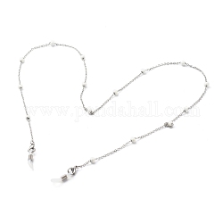 Colliers avec chaîne de câble en 304 acier inoxydable, avec des perles d'émail, chaînes de lunettes, couleur inoxydable, blanc, 27.95 pouce (71 cm)
