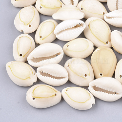 Cowrie Shell Links Connectors, Old Lace, 15~19x11~13x8~10mm, Hole: 1~1.5mm
