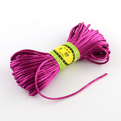Polyester Rattail Satinschnur, zum chinesischen knoten, Schmuckherstellung, Medium violett rot, 2 mm, ca. 21.87 Yard (20m)/Bündel, 6 Bundles / bag