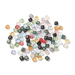 Perles en verre transparentes, rectangle, couleur mixte, 12.5x13.5x6mm, Trou: 1mm