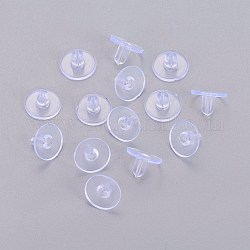 Silicone Ear Nuts, Bullet Clutch Earring Backs with Pad, for Droopy Ears, Clear, 6x9mm, about 10000pcs/bag
