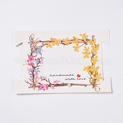 Прямоугольные бумажные резинки для волос, открытки с цветочными украшениями для резинок для волос, золотые, 8.05x12x0.05 см