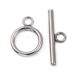 304 Edelstahl-Ring-Schalter Spangen, Edelstahl Farbe, Ring: 19x14x2 mm, Bohrung: 3 mm, Balken: 24.5x7x2.5 mm, Bohrung: 3 mm
