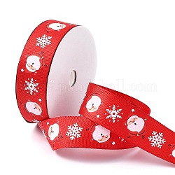 20 ヤードのクリスマス サンタ クロース プリント ポリエステル グログラン リボン  フラット  レッド  1インチ（25mm）  約20.00ヤード（18.29m）/ロール